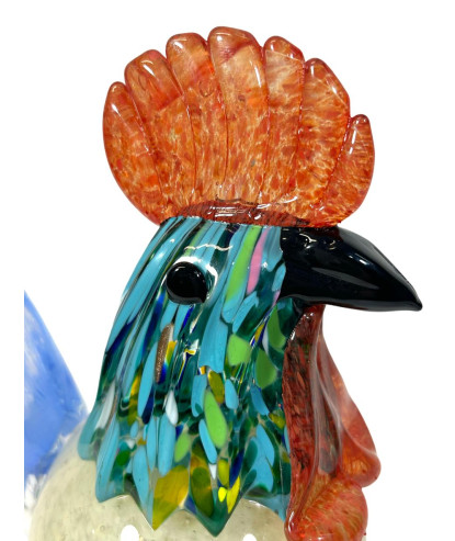 gallo grande en cristal y metal 29x15cm