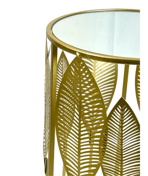 columna grande con espejo estilo hojas dorada 70x36