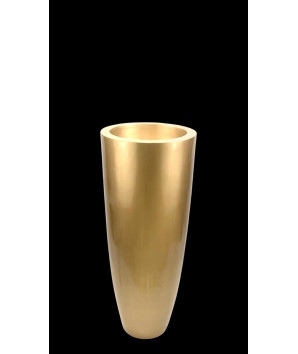 macetero grande en cilindro dorado en fibra de vidrio  90x35cm
