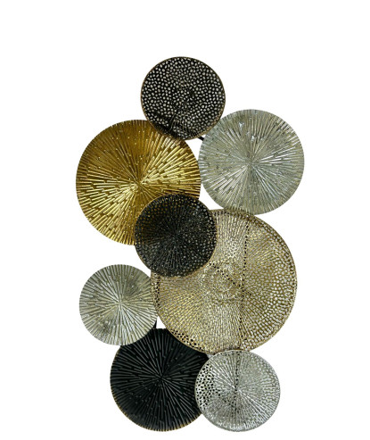 Placa circulos metalica dorado plata y negro 1x59cm