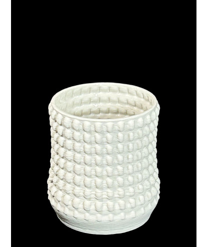 macetero ceramica white texturiz 16x14cm