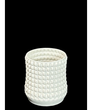 macetero ceramica white texturiz 14x13cm